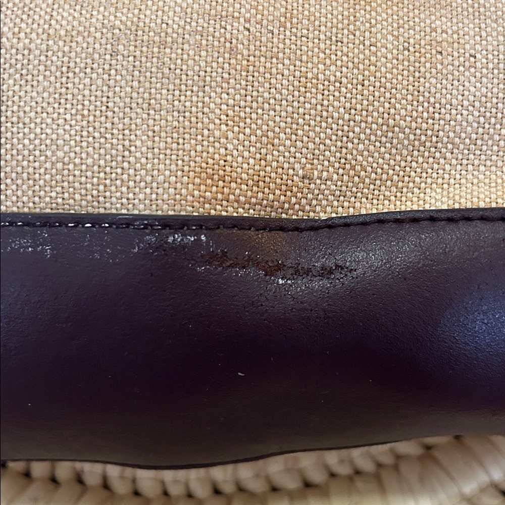 Heritage Etienne Aigner Bag Tan Canvas with Burgundy Leather Trim - Picture 5 of 14